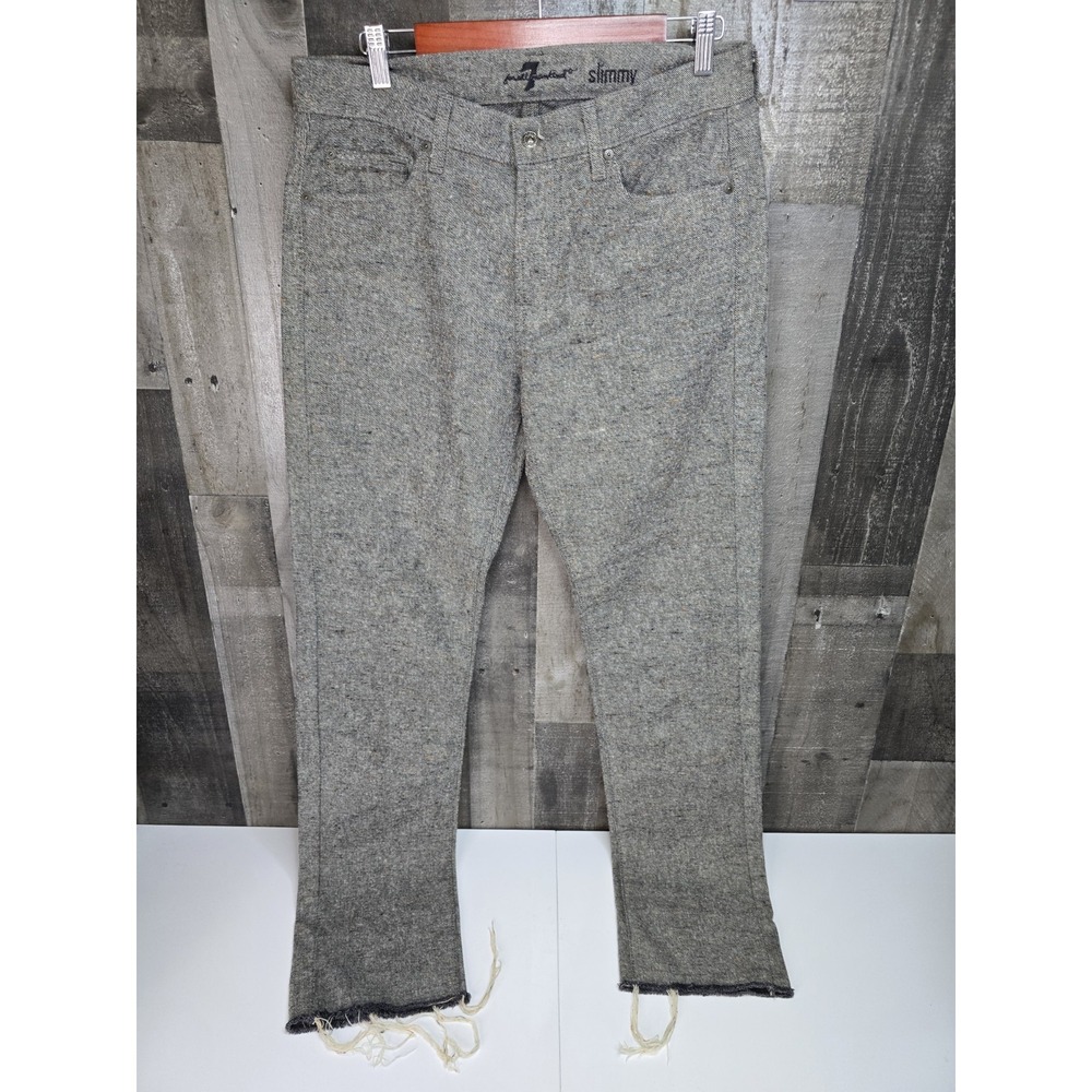 7 For All Mankind Cotton/Acrylic/Wool/Poly Blend Pants Grey Slimmy Size 32 Men's
